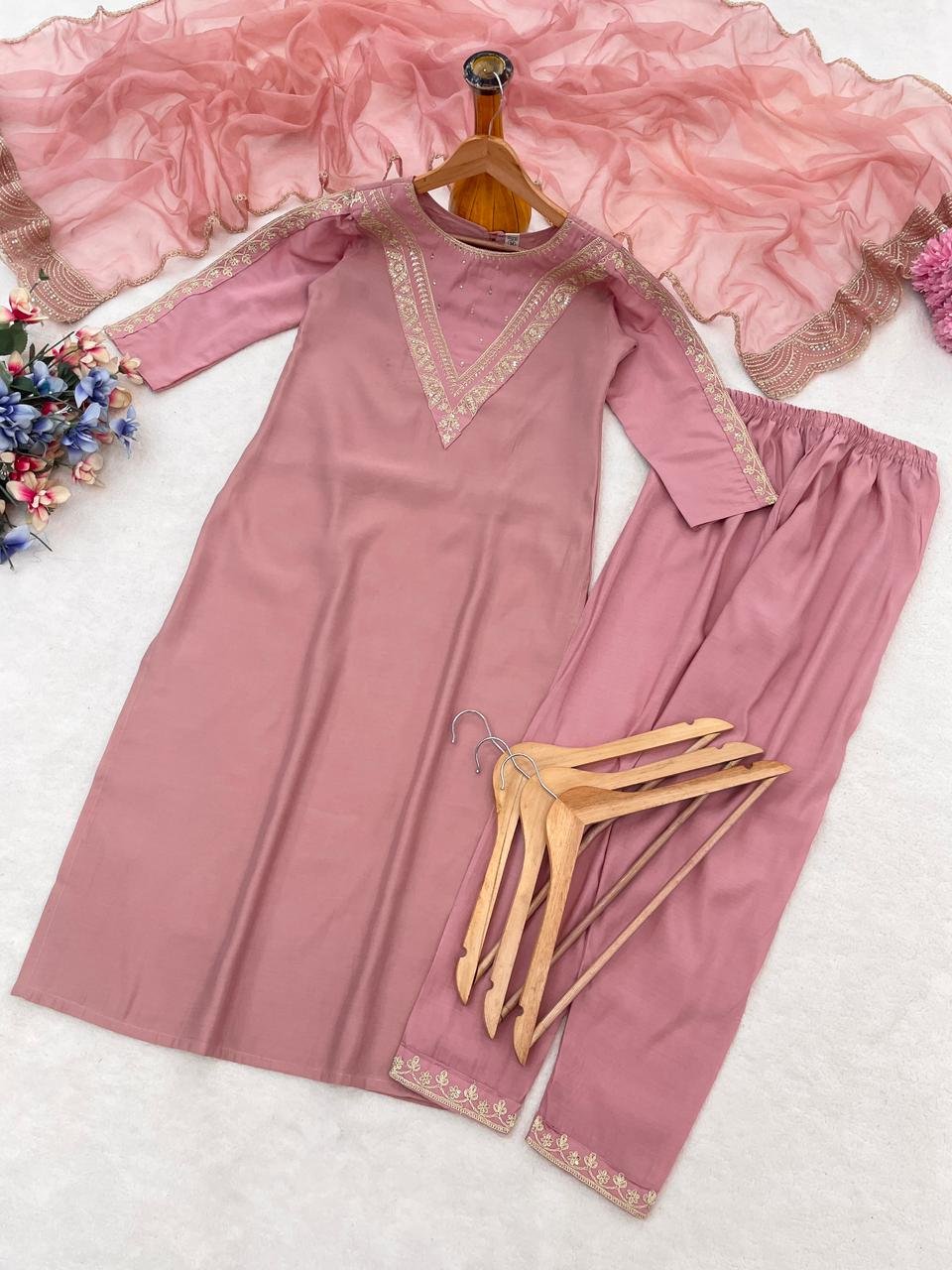 Roman Fabric Suit Set Pastel Pink